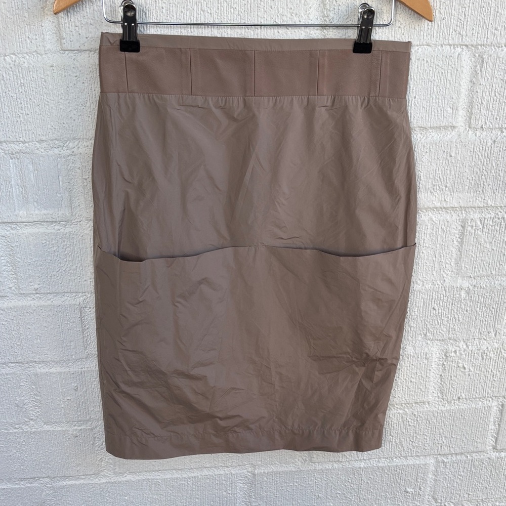 Dusica Sacks Faux Leather Nylon Pencil Skirt sz 4-6